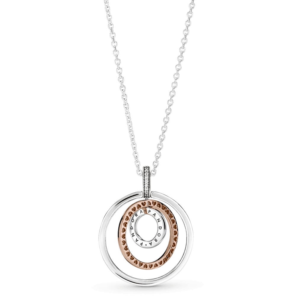 TWO-TONE LOVE CIRCLES NECKLACE STERLING SILVER